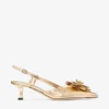 Mimmi  Sling Back 50 Guldfärgade slingbacks i Liquid Metal-läder med perforerad jimmy choo-korsett