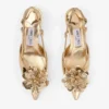 Mimmi  Sling Back 50 Guldfärgade slingbacks i Liquid Metal-läder med perforerad jimmy choo-korsett