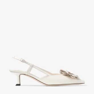 Mimmi Sling Back 50 Latte Slingbacks i glansigt nappaläder med spetsrosett