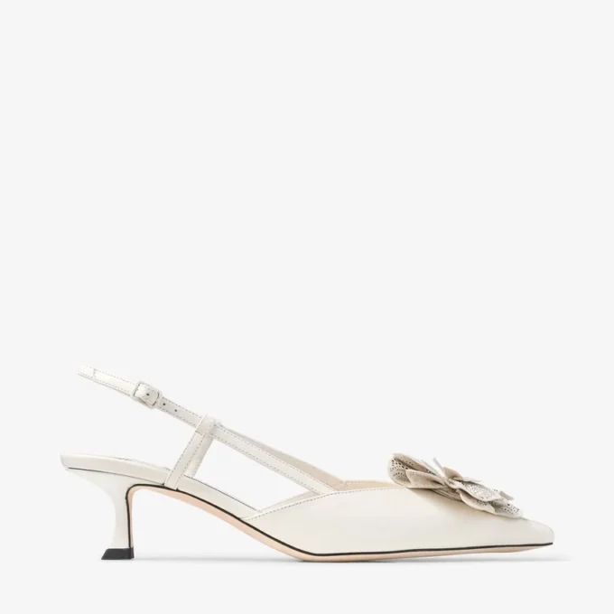 Mimmi Sling Back 50 Latte Slingbacks i glansigt nappaläder med spetsrosett