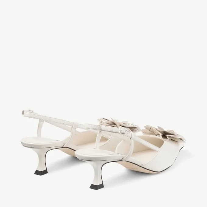 Mimmi Sling Back 50 Latte Slingbacks i glansigt nappaläder med spetsrosett
