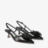 Mimmi Sling Back 50 Svarta slingbacks i glänsande nappaläder med corsage i nappaspets