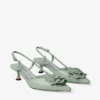 Mimmi Sling Back 50 Verde Slingbacks i glänsande nappaläder med jimmy choo-korsage i perforerat nappaläder