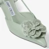 Mimmi Sling Back 50 Verde Slingbacks i glänsande nappaläder med jimmy choo-korsage i perforerat nappaläder