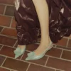 Mimmi Sling Back 50 Verde Slingbacks i glänsande nappaläder med jimmy choo-korsage i perforerat nappaläder