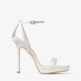 Moza Platform 120 sandaler i elfenbensfärgad satin