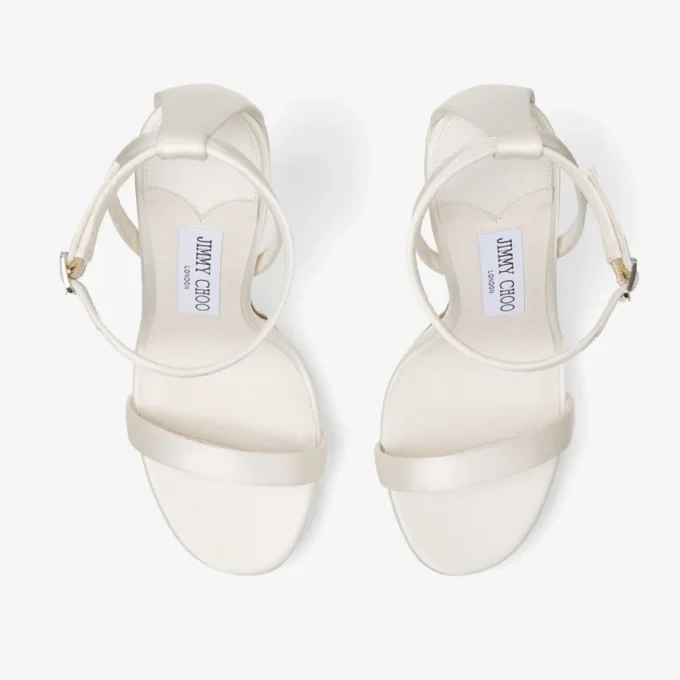 Moza Platform 120 sandaler i elfenbensfärgad satin Moza Platform 120 sandaler i elfenbensfärgad satin