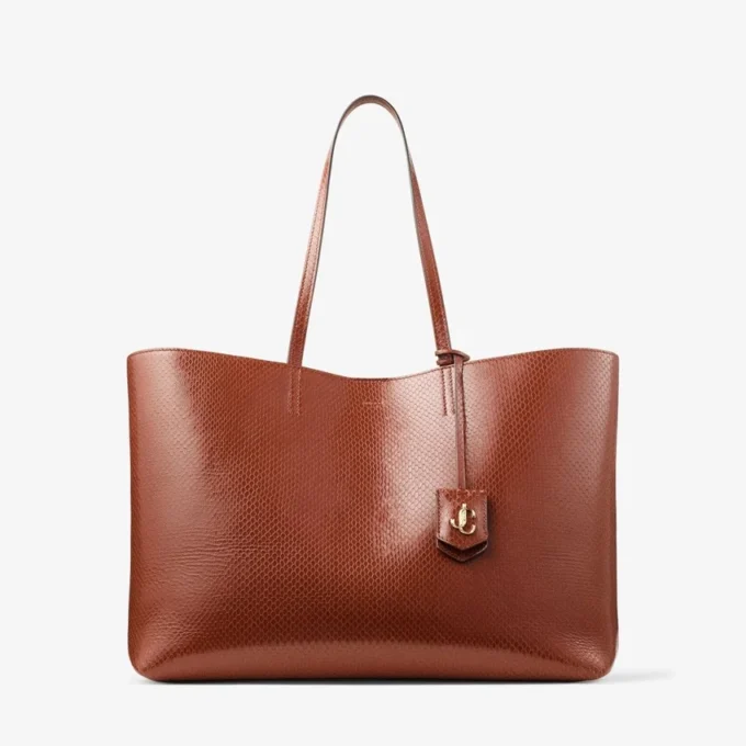 Nine2Five East-West Cognac Elaphe-mönstrad läderväska