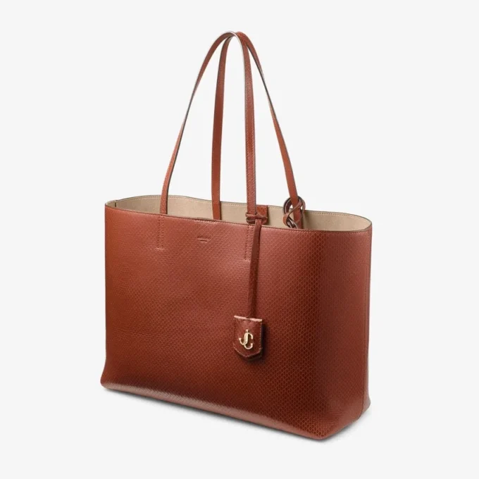 Nine2Five East-West Cognac Elaphe-mönstrad läderväska