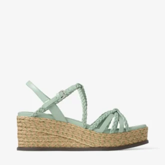 Nyra 60 Verde sandaler med kilklack i nappaläder