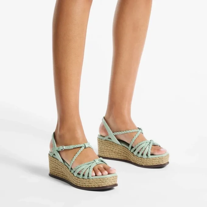 Nyra 60 Verde sandaler med kilklack i nappaläder