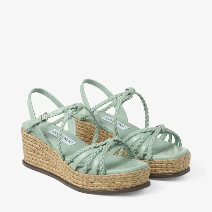 Nyra 60 Verde sandaler med kilklack i nappaläder