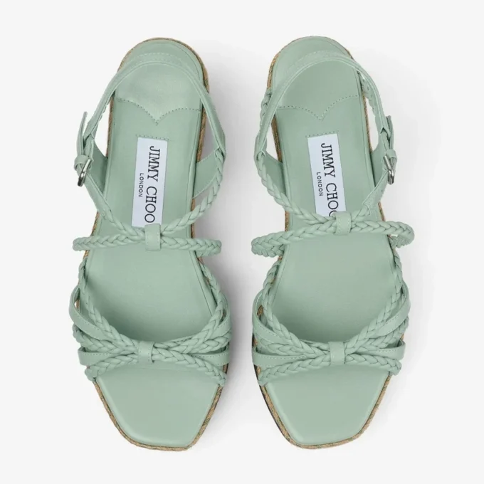 Nyra 60 Verde sandaler med kilklack i nappaläder