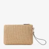 Platt väska med dragkedja Väska med dragkedja i natur- och lattefärgad raffia Platt väska med dragkedja Väska med dragkedja i natur- och lattefärgad raffia