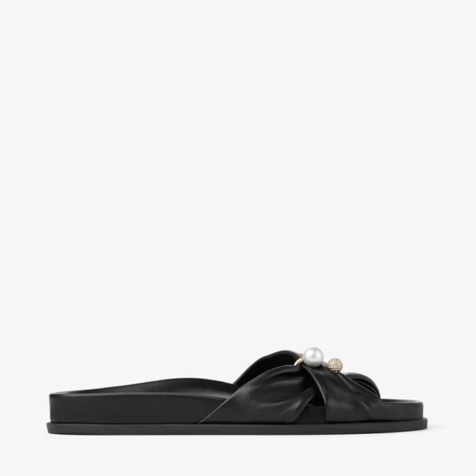 Rafi Flat svarta platta sandaler i mjukt handskläder