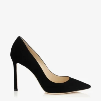 Romy 100 svarta pumps i svart mocka med spetsig tå