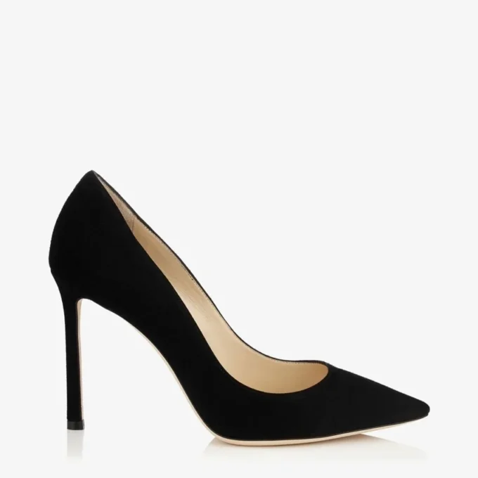 Romy 100 svarta pumps i svart mocka med spetsig tå Romy 100 svarta pumps i svart mocka med spetsig tå