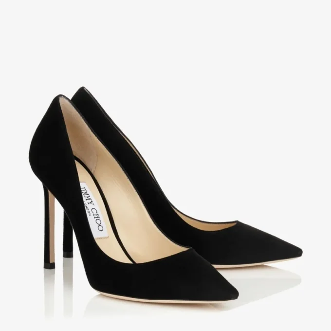 Romy 100 svarta pumps i svart mocka med spetsig tå Romy 100 svarta pumps i svart mocka med spetsig tå