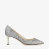 Romy 60 spetsiga pumps i grovt glittertyg i champagne Romy 60 spetsiga pumps i grovt glittertyg i champagne