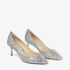 Romy 60 spetsiga pumps i grovt glittertyg i champagne Romy 60 spetsiga pumps i grovt glittertyg i champagne