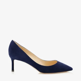 Romy 60 spetsiga pumps i marinblå mocka