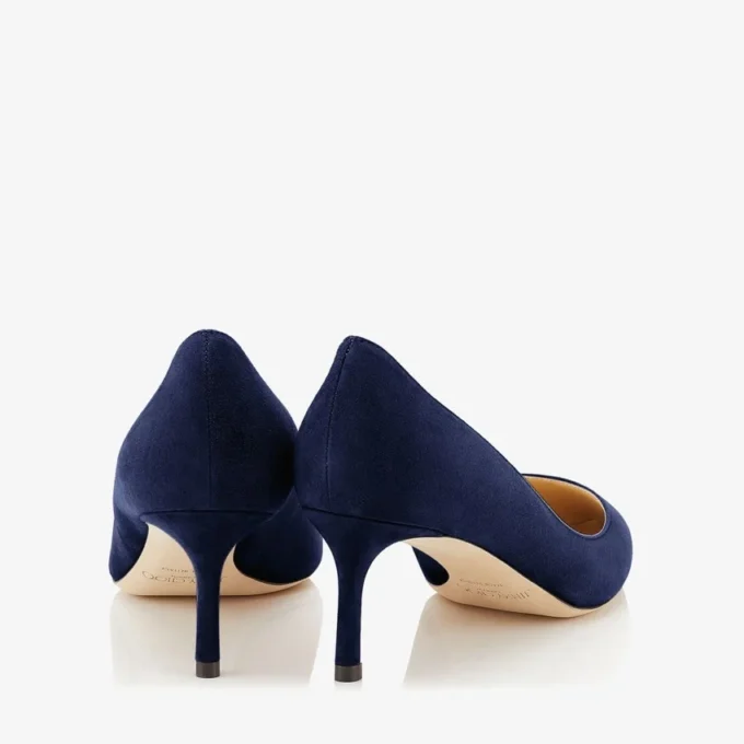 Romy 60 spetsiga pumps i marinblå mocka Romy 60 spetsiga pumps i marinblå mocka