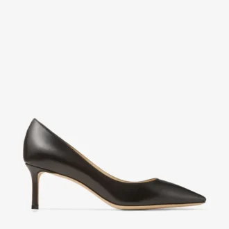 Romy 60 svarta pumps i kidskinn med spetsig tå