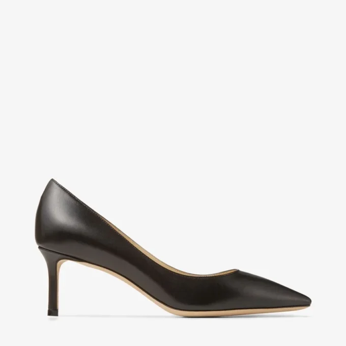 Romy 60 svarta pumps i kidskinn med spetsig tå