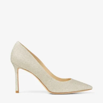 Romy 85 Platinum Ice Dusty Glitter pumps med spetsig tå