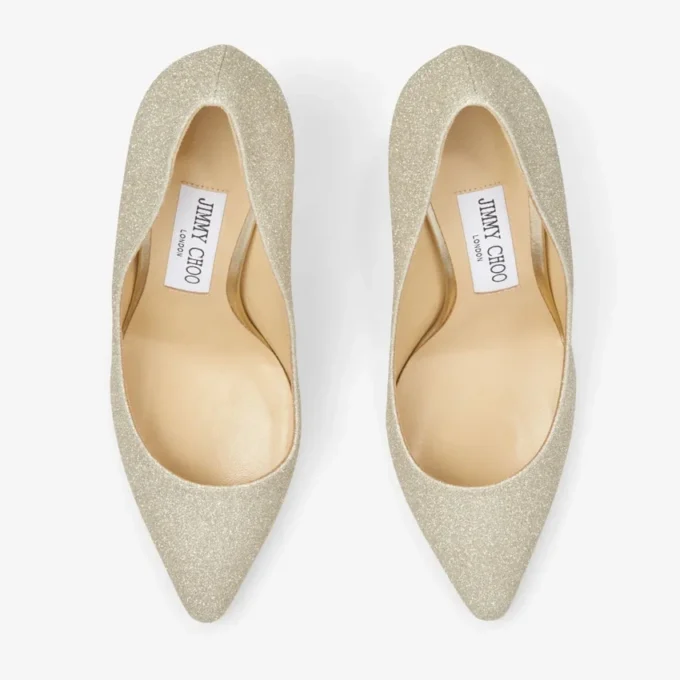 Romy 85 Platinum Ice Dusty Glitter pumps med spetsig tå