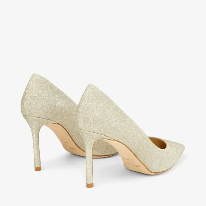 Romy 85 Platinum Ice Dusty Glitter pumps med spetsig tå