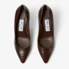 Romy 85 pumps i chokladbrunt läder med krokodilprägling Romy 85 pumps i chokladbrunt läder med krokodilprägling