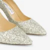 Romy 85 Pumps i grovt glittertyg i champagnefärg med spetsig tå Romy 85 Pumps i grovt glittertyg i champagnefärg med spetsig tå