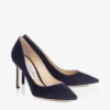 Romy 85 pumps i marinblått mocka med spetsig tå
