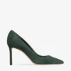 Romy 85 pumps i ton-i-ton-mönstrat grönt mocka