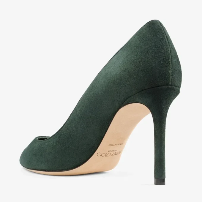 Romy 85 pumps i ton-i-ton-mönstrat grönt mocka