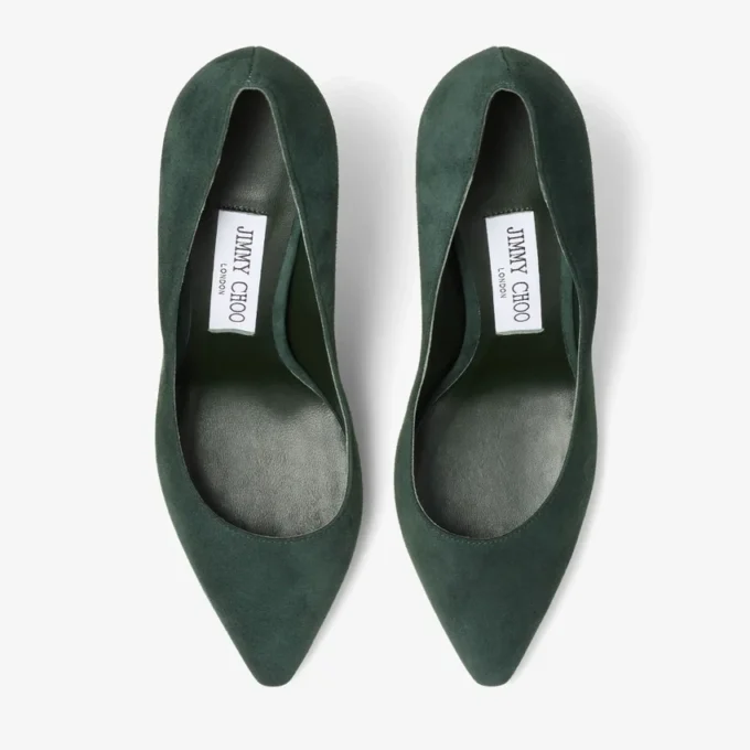 Romy 85 pumps i ton-i-ton-mönstrat grönt mocka