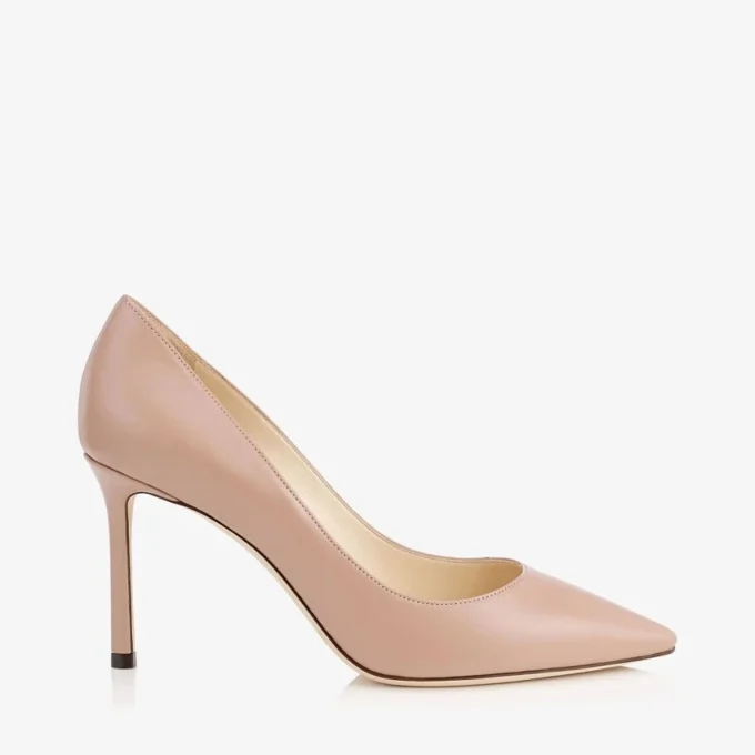 Romy 85 spetsiga pumps i balettrosa getskinn Romy 85 spetsiga pumps i balettrosa getskinn
