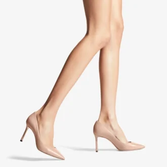 Romy 85 spetsiga pumps i balettrosa getskinn