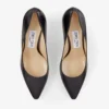 Romy 85 svarta pumps i getskinn med spetsig tå