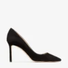 Romy 85 svarta spetsiga pumps i mocka Romy 85 svarta spetsiga pumps i mocka