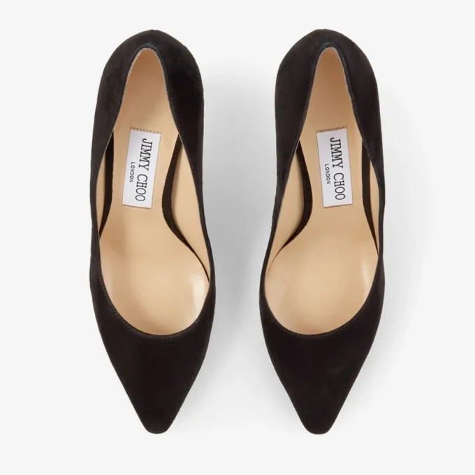 Romy 85 svarta spetsiga pumps i mocka Romy 85 svarta spetsiga pumps i mocka