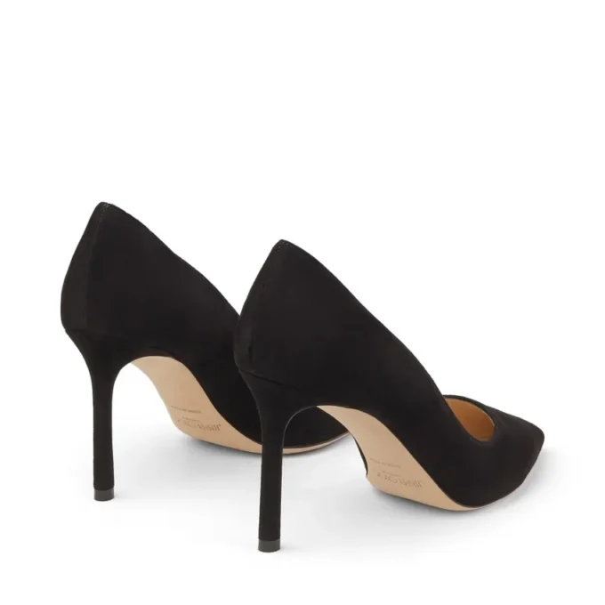 Romy 85 svarta spetsiga pumps i mocka Romy 85 svarta spetsiga pumps i mocka
