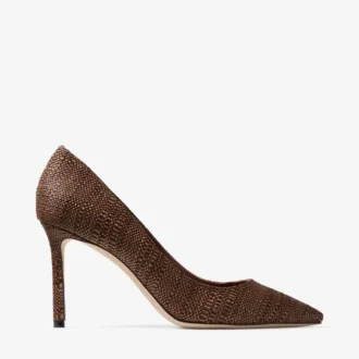 Romy 85 Tan Fine Raffia Pumps