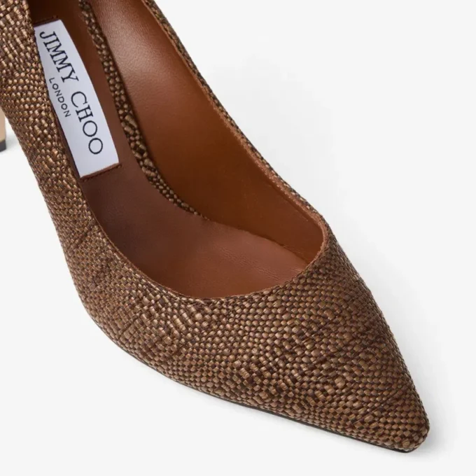 Romy 85 Tan Fine Raffia Pumps