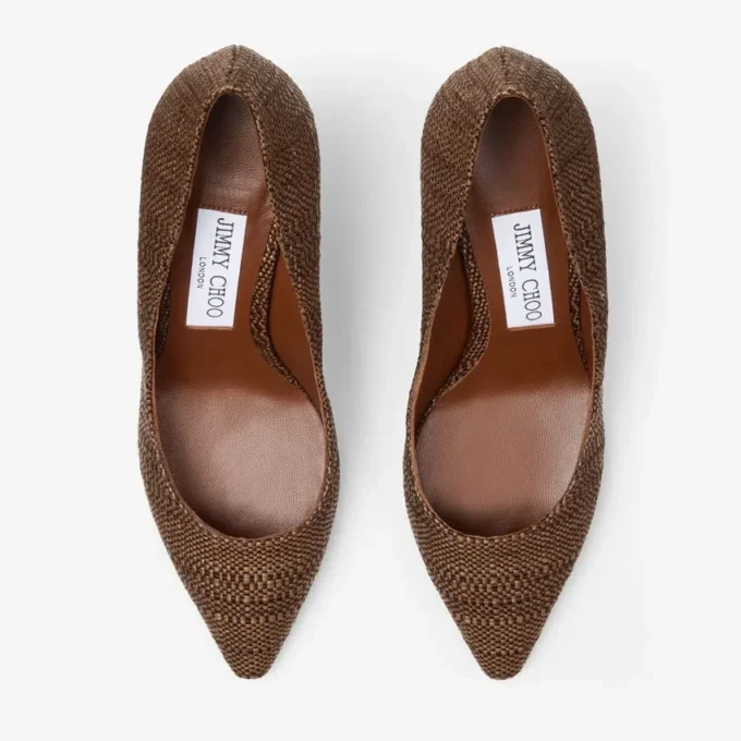 Romy 85 Tan Fine Raffia Pumps