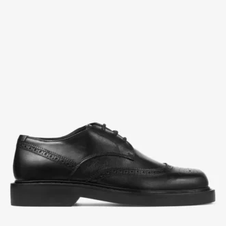 Rowan Brogue Derby svart loafer i vintage-läder