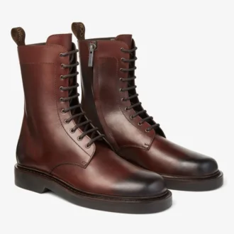 Rowan Derby Boot Chestnut Vaxade ankelstövlar i kalvskinn