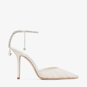 Saeda 100 Ivory Tulle Crystal Pumps