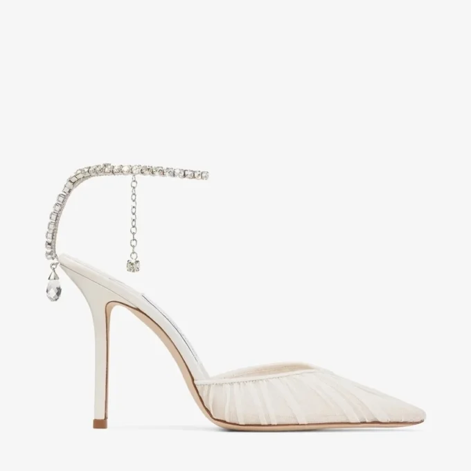 Saeda 100 Ivory Tulle Crystal Pumps Saeda 100 Ivory Tulle Crystal Pumps